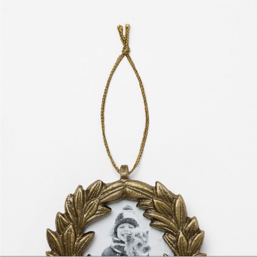 Set of 3 Gold Wreath Picture Frame Christmas Ornaments - Threshold Studio McGee - Picture 3 of 4